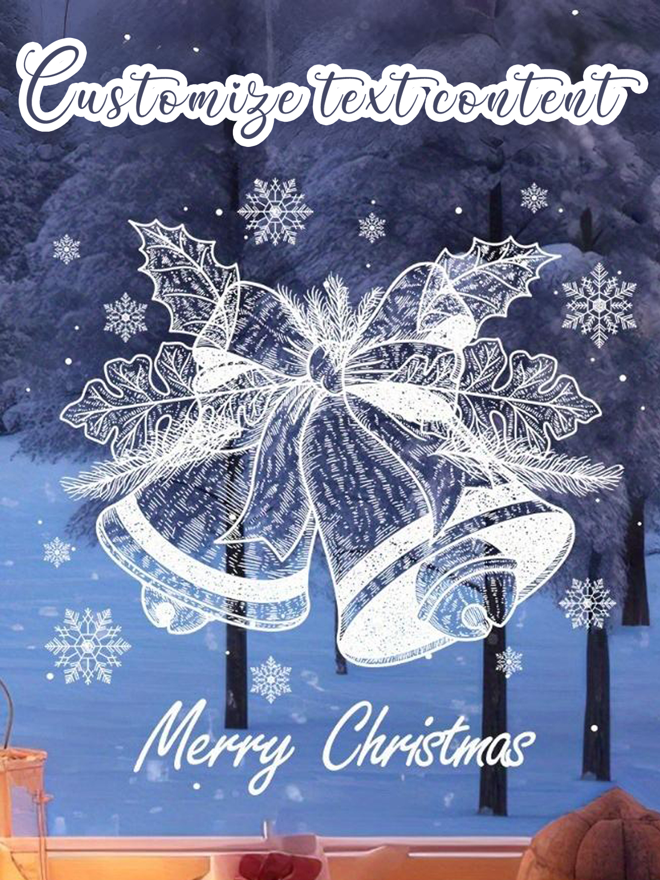 Merry Christmas Bell Window Stickers